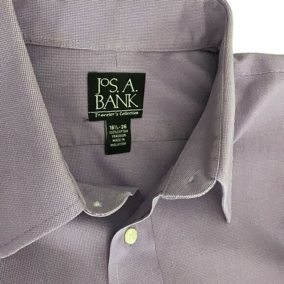 Jos. A. Bank Travelers Collection Purple Woven Pattern Mens Dress Shirt 16.5-36 - Picture 4 of 4